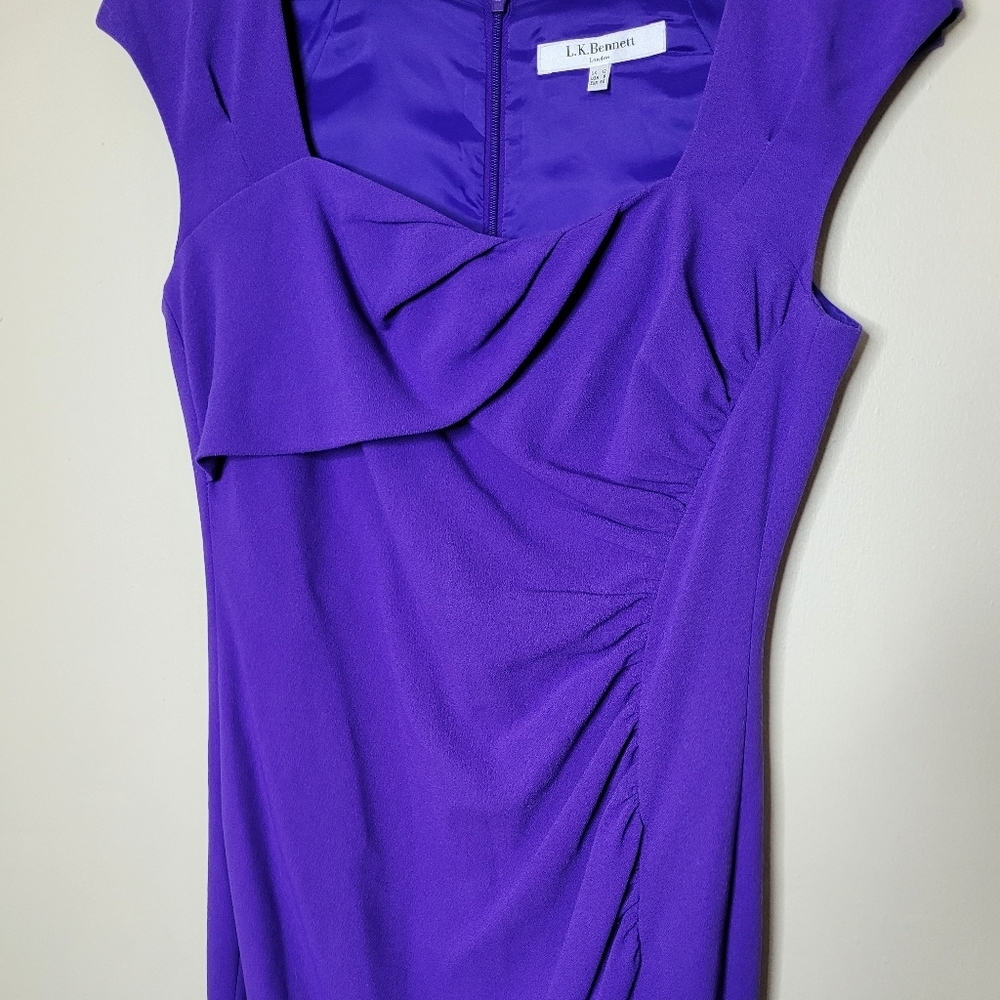 LK Bennett Violet Sheath Cocktail Dress Size 8 Quiet Luxury - Picture 3 of 8